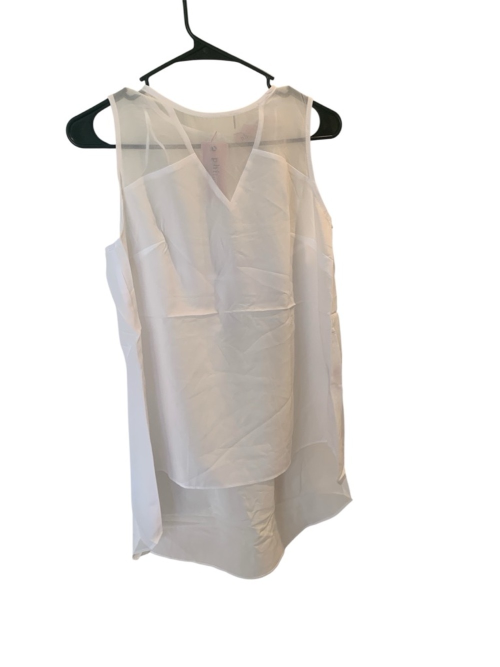 Philosophy White Sheer Layered Blouse Sleeveless High Low Top NWT Size S